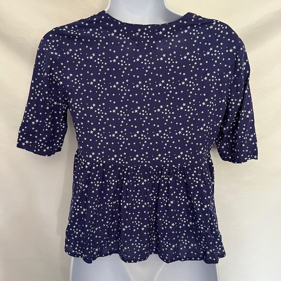 Alice & UO Peplum Womens Top Sz XS Celestial Whimsigoth Babydoll Americana Stars - Picture 6 of 11
